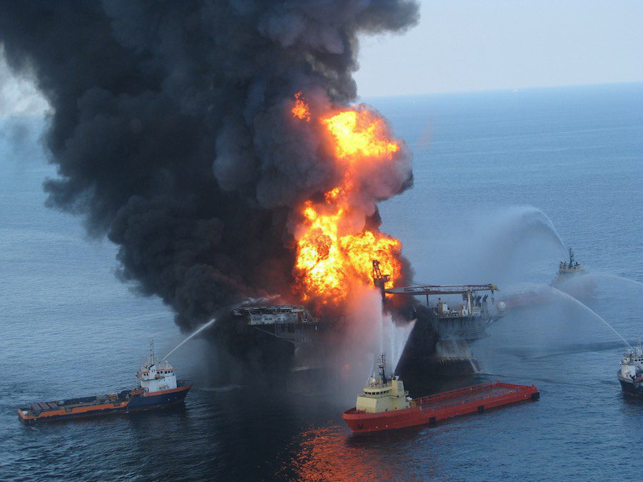 Oil burning in the Gulf near the site of the Deepwater Horizon disaster