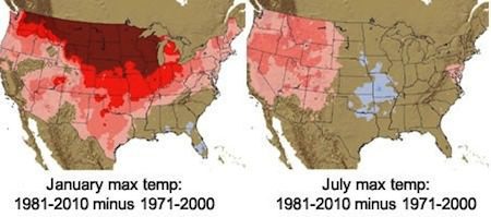 Temperatures have warmed in the US for all seasons, but much more rapidly in winter months
