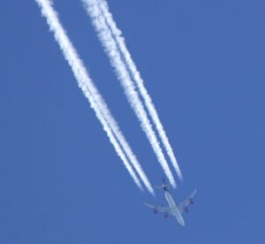Airplane emissions: The Intergovernmental Panel on Climate Change reports that CO2 emitted by jets can survive in the atmosphere for upwards of 100 years, and that its combination with other gas and particulate emissions could have double or four times the warming effect as CO2 emissions alone.