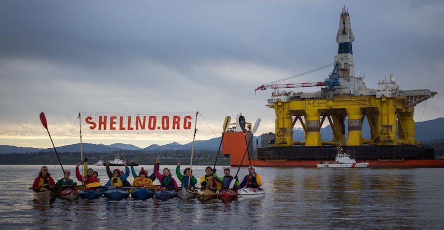 Protestors hope to stop Shell from exploratory drilling in the Arctic
