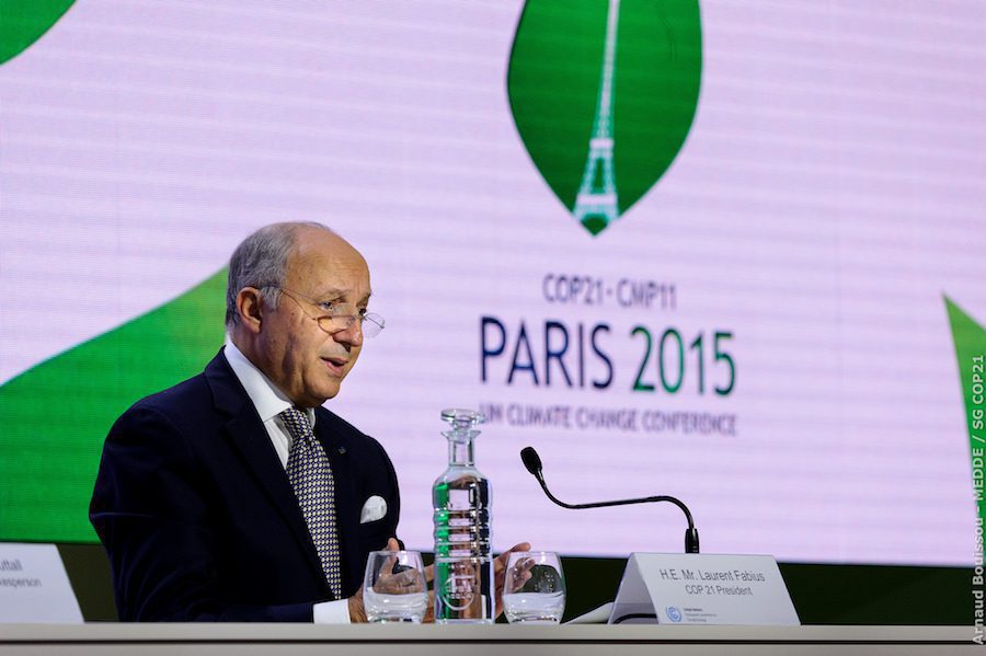 COP21 president Laurent Fabius presides over Paris climate talks