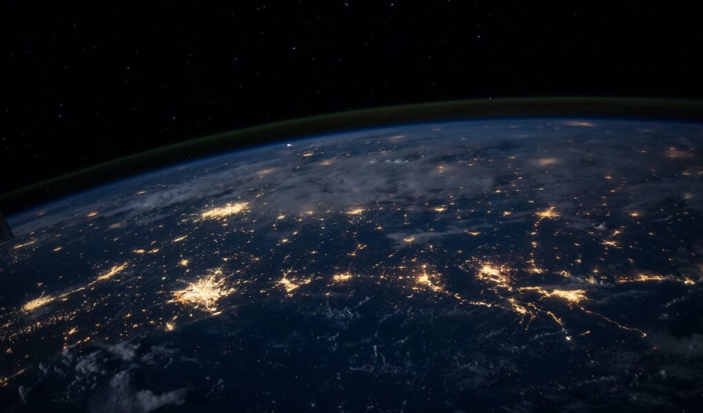 Satellite image of Earth lit up at night