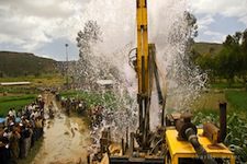 Clean water erupts at a Charity Water project in Ethiopia