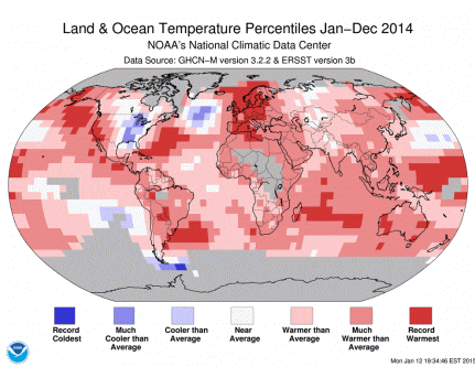 2014 Land/Ocean surface mean temperature