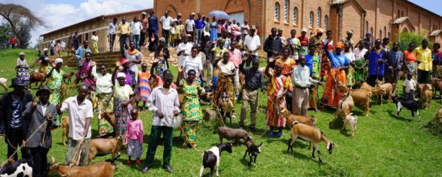 A Rwandan village community gathers together