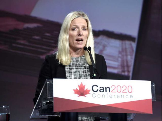 Minister of Health and Environment Catherine Mckenna speaks at a press event