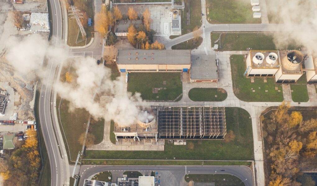 An aerial view of an industrial plant