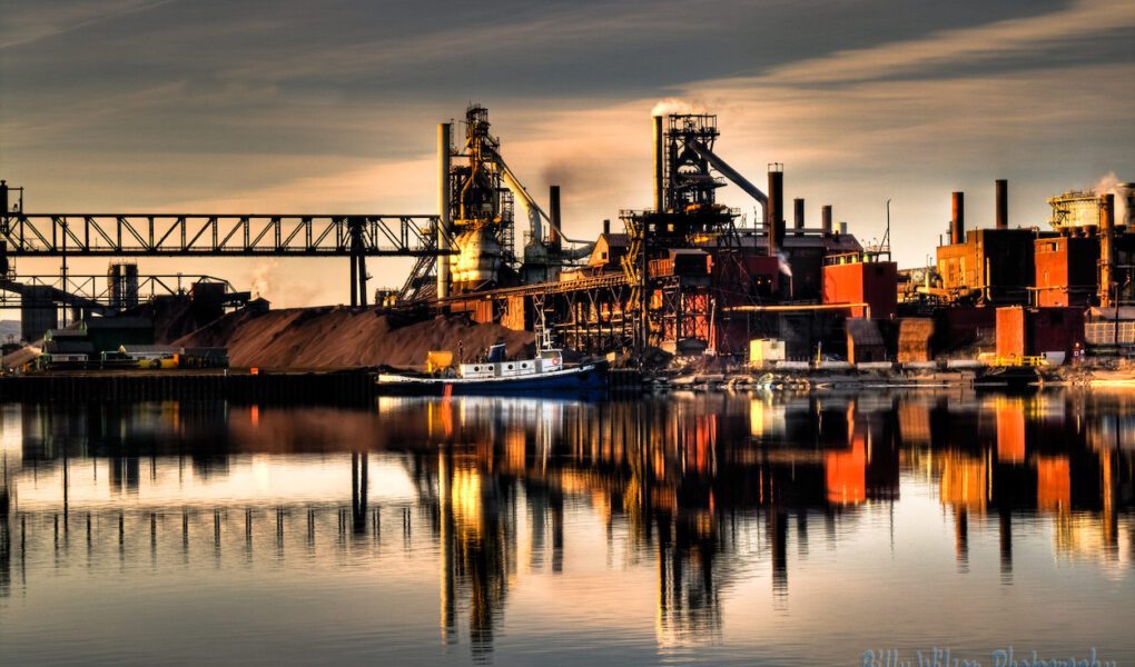 Essar steel on the Saint Mary's River late in the day